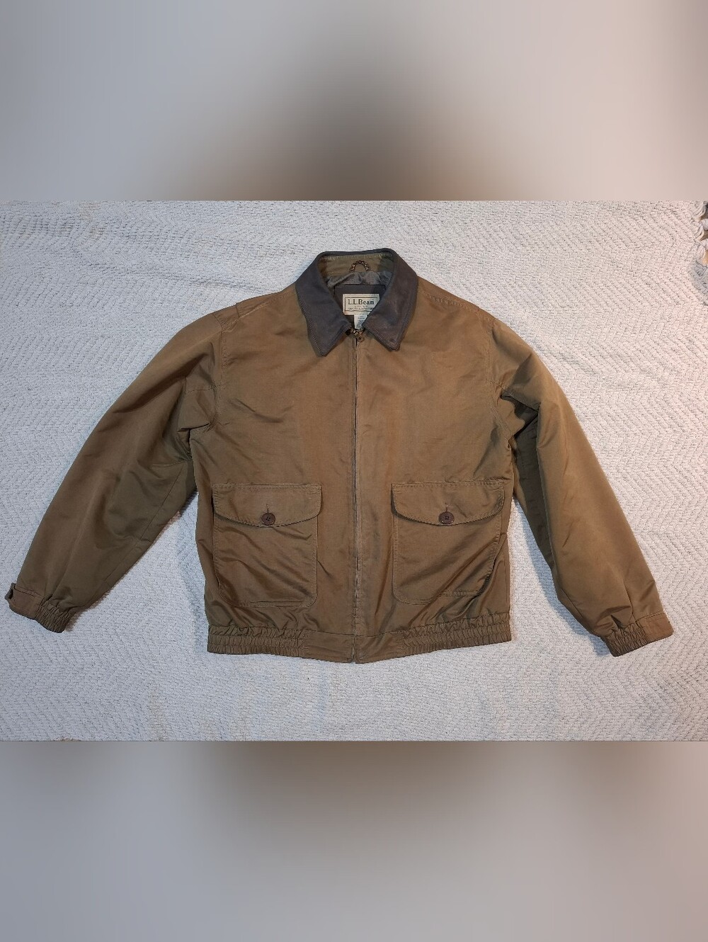 L.L. Bean Men's Brown Lightweight Jacket with Genuine Cowhide Collar Size L